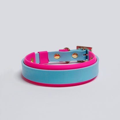 Collar Blend Azul Claro - Fucsia Neón